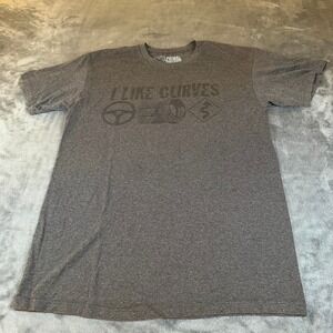 Primal Driven I Like Curves Graphic T Shirt Men's Medium Gray Auto Racing